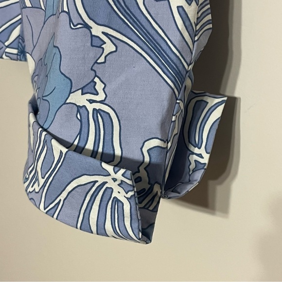 Womens Kenneth Cole Blue Floral Blazer Jacket Coat Size 12 Button Pockets - Picture 10 of 11